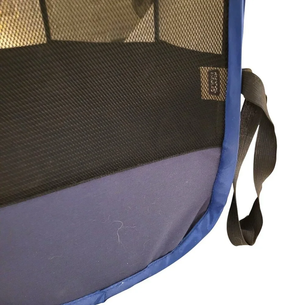 Heart to Tail Foldable Pet Playpen Zippered Mesh Top Navy & White Indoor/Outdoor - Picture 6 of 10